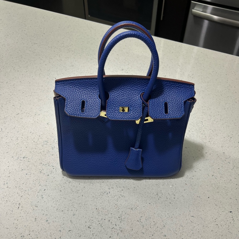 Cobalt Blue Italian Leather Small Handbag